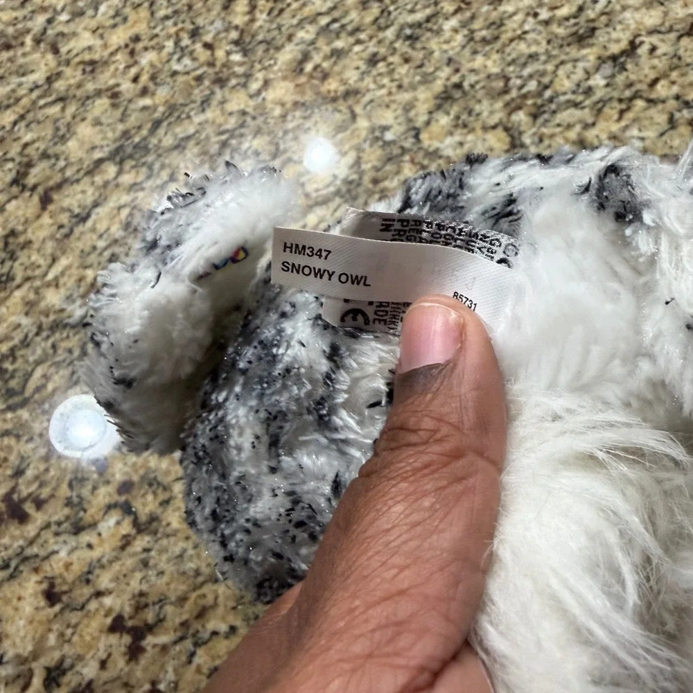 Webkinz Snowy Owl Plush Ganz HM347 White Black Speckled Bird Stuffed Animal 9.5